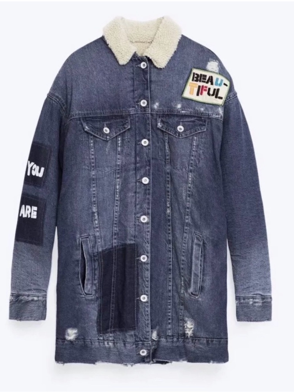 NWT Zara Trafaluc Shearling Denim Coat/Jacket! - Picture 3 of 5